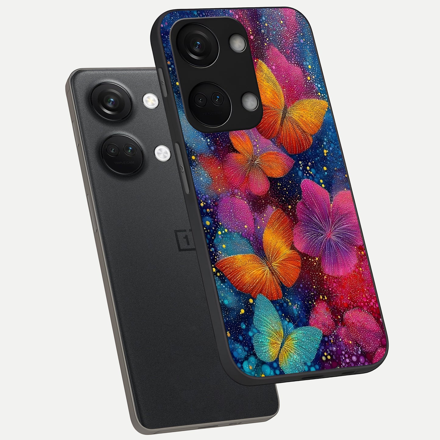  Butterfly Dream Mist phone case For Oneplus Nord 3 showing premium glass back cover with detailed artwork