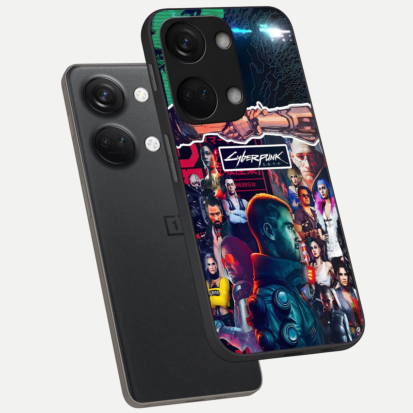  CYBERPUNK Legacy phone case For Oneplus Nord 3 showing premium glass back cover with detailed artwork