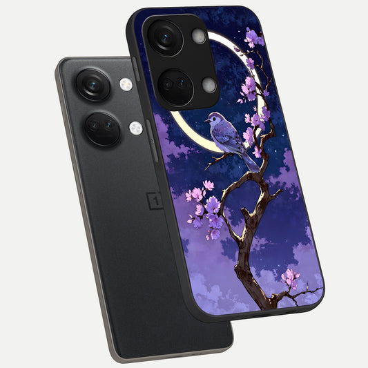  Celestial Bird Blossom phone case For Oneplus Nord 3 showing premium glass back cover with detailed artwork