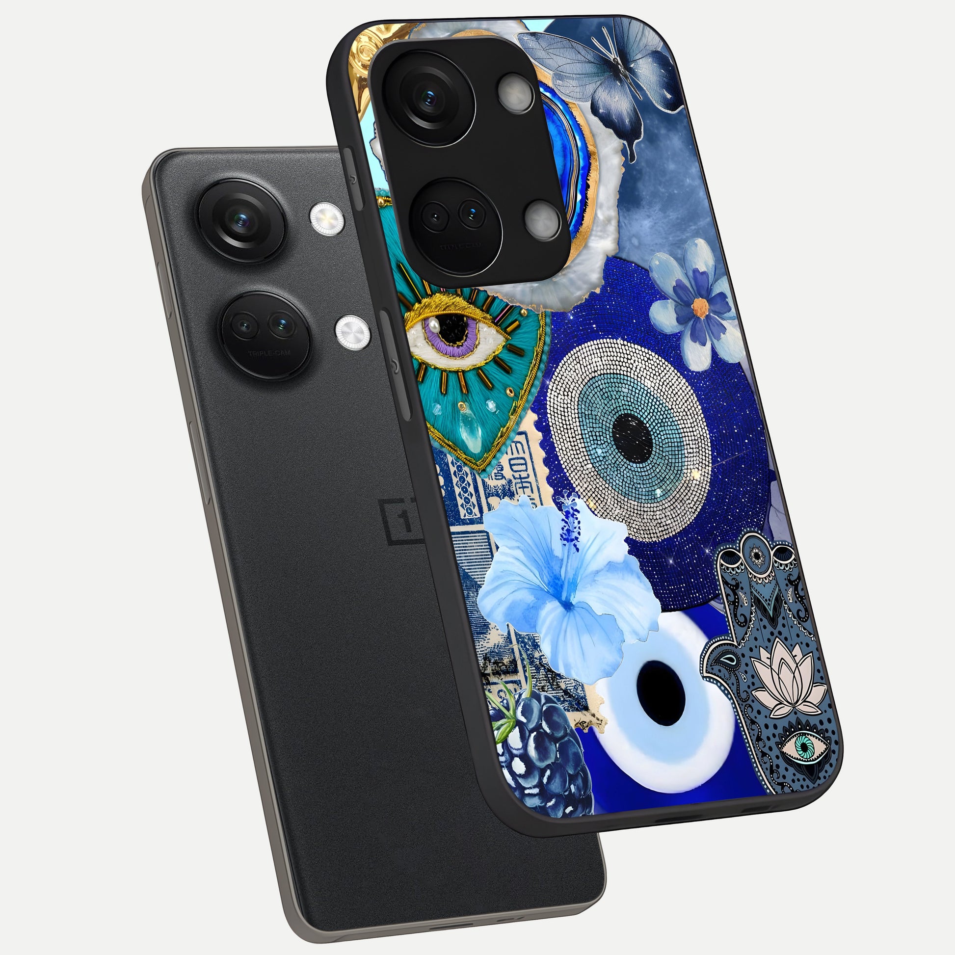  Celestial Blue Vision phone case For Oneplus Nord 3 showing premium glass back cover with detailed artwork