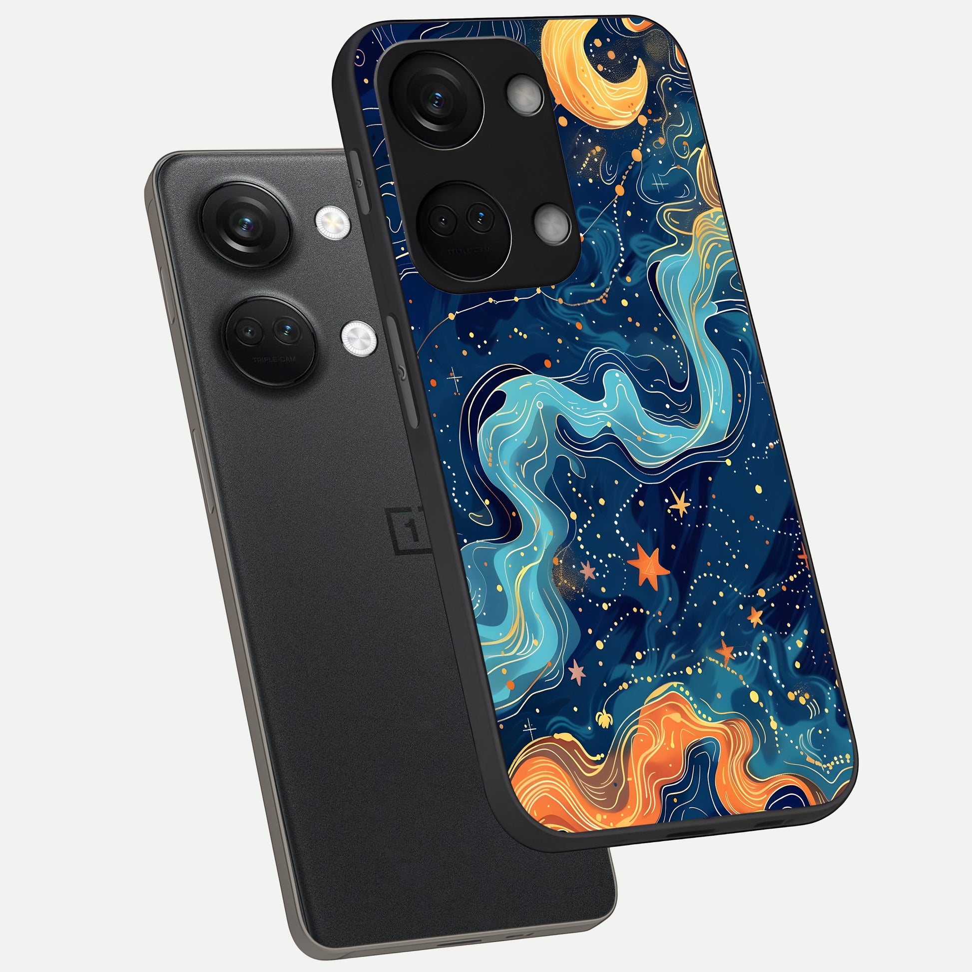  Celestial Dream Flow phone case For Oneplus Nord 3 showing premium glass back cover with detailed artwork