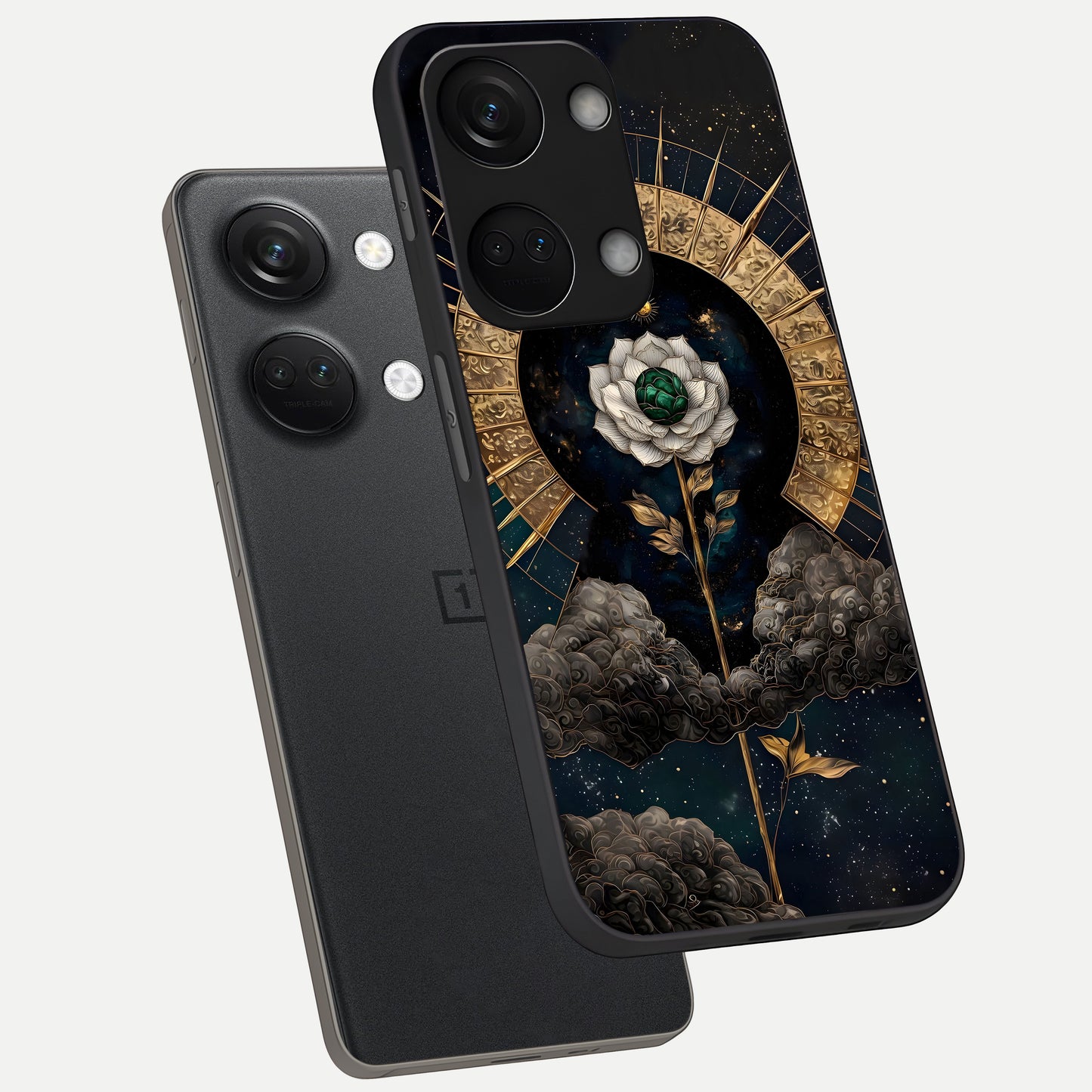 Celestial Lotus Morang phone case For Oneplus Nord 3 showing premium glass back cover with detailed artwork