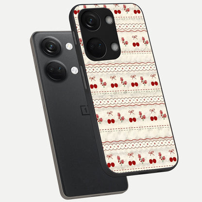  Cherry Bloom Charm phone case For Oneplus Nord 3 showing premium glass back cover with detailed artwork