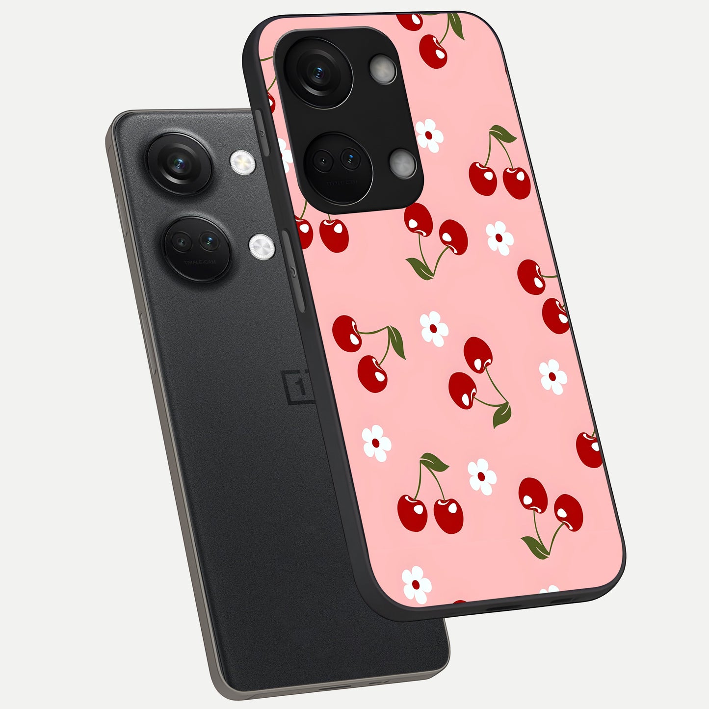  Cherry Love Mood phone case For Oneplus Nord 3 showing premium glass back cover with detailed artwork