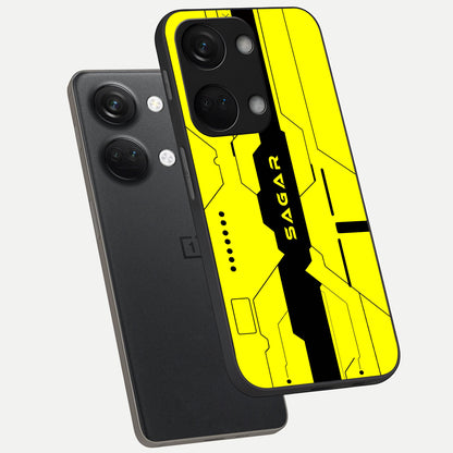  Circuit CYBERPUNK Custom Name phone case For Oneplus Nord 3 showing premium glass back cover with detailed artwork