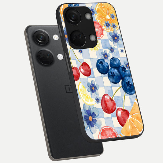  Citrus Bloom Joy phone case For Oneplus Nord 3 showing premium glass back cover with detailed artwork
