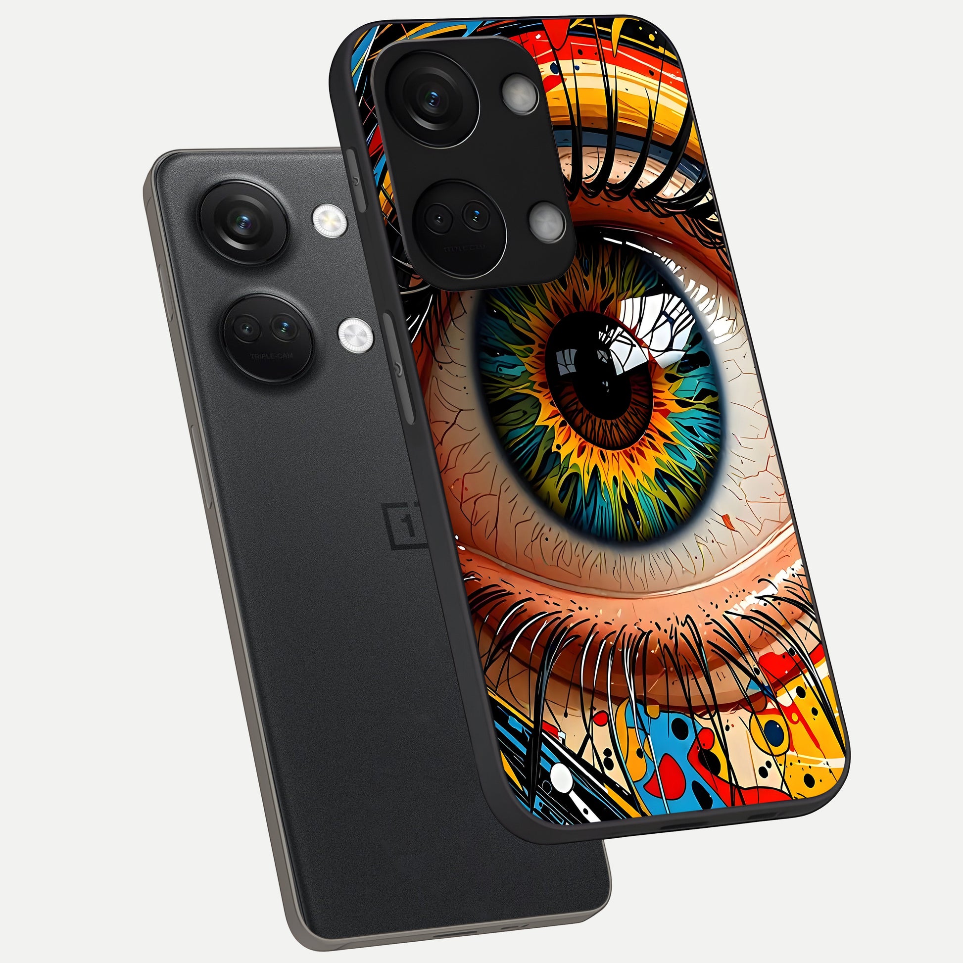 Colorful Eye phone case For Oneplus Nord 3 showing premium glass back cover with detailed artwork
