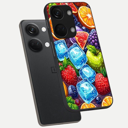  Colorful Fruits with Ice phone case For Oneplus Nord 3 showing premium glass back cover with detailed artwork