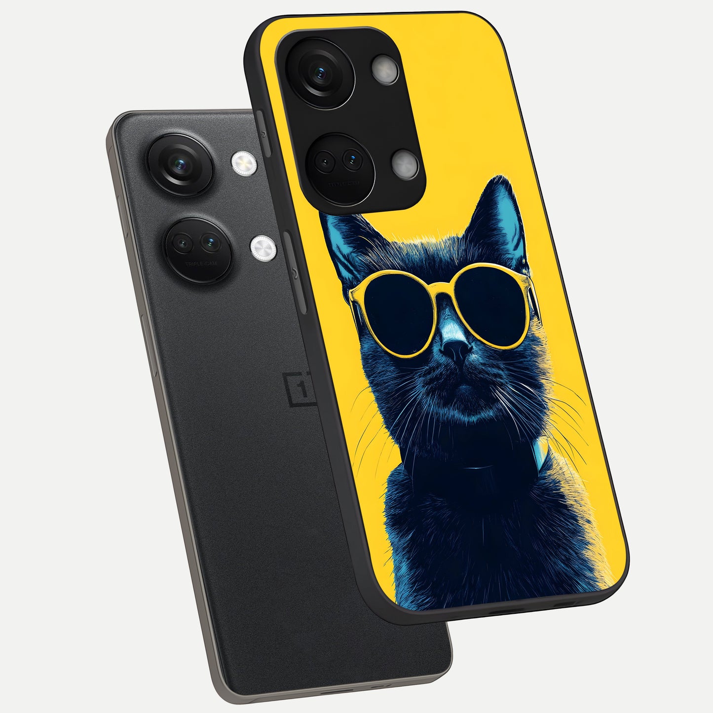  Cool Cat Vibes phone case For Oneplus Nord 3 showing premium glass back cover with detailed artwork