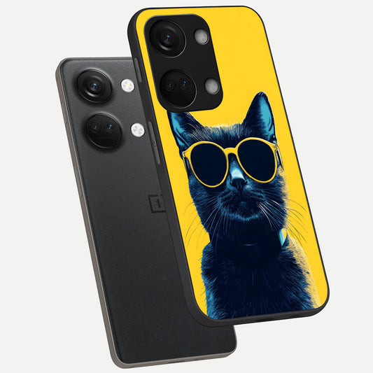  Cool Cat Vibes phone case For Oneplus Nord 3 showing premium glass back cover with detailed artwork