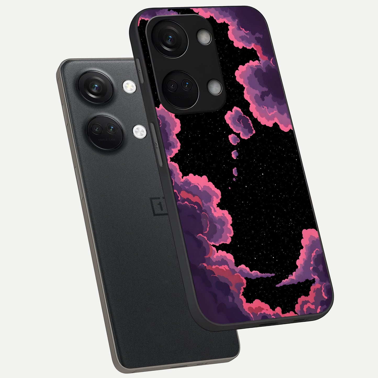  Cosmic Cloud Journey phone case For Oneplus Nord 3 showing premium glass back cover with detailed artwork