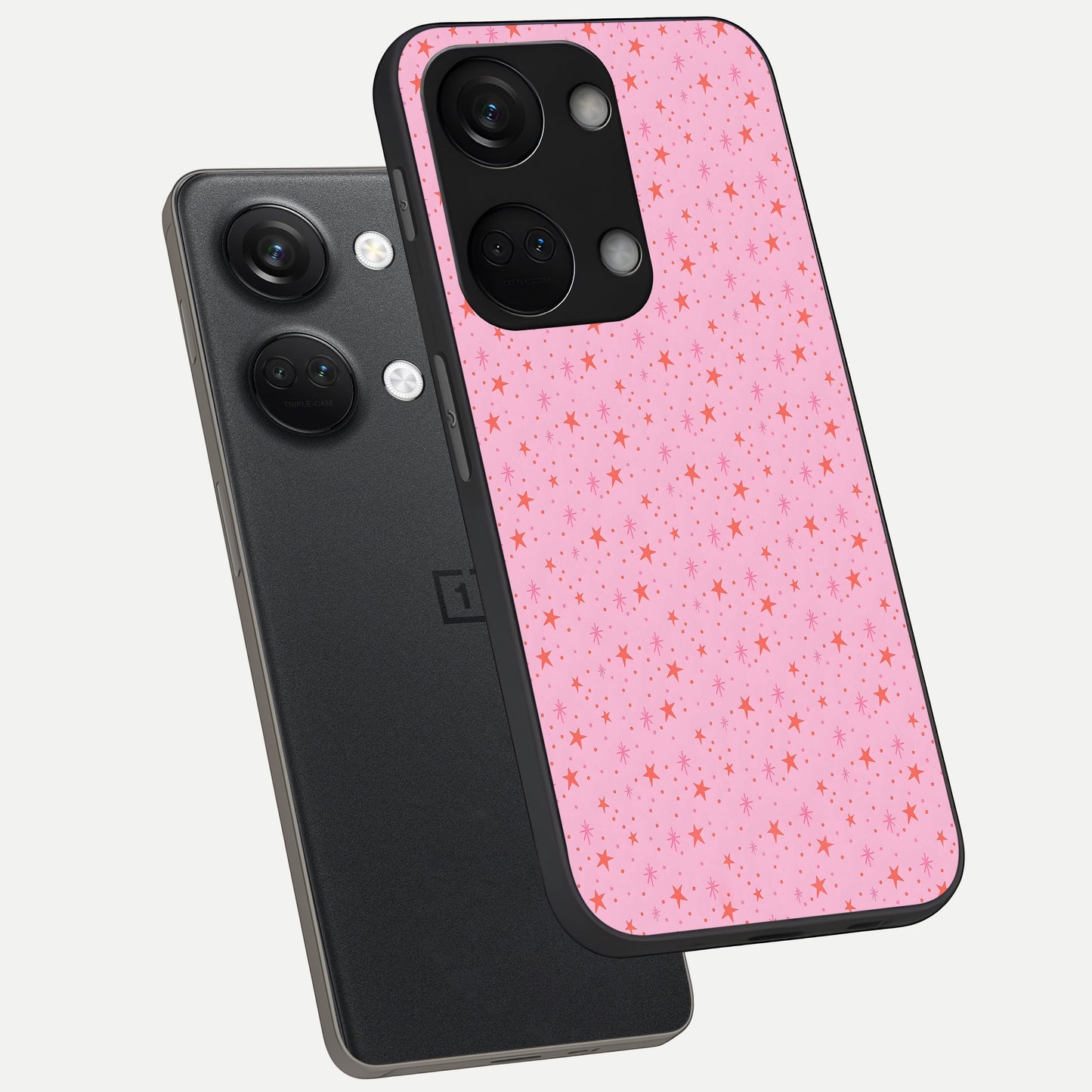  Cosmic Pink Sparkle phone case For Oneplus Nord 3 showing premium glass back cover with detailed artwork