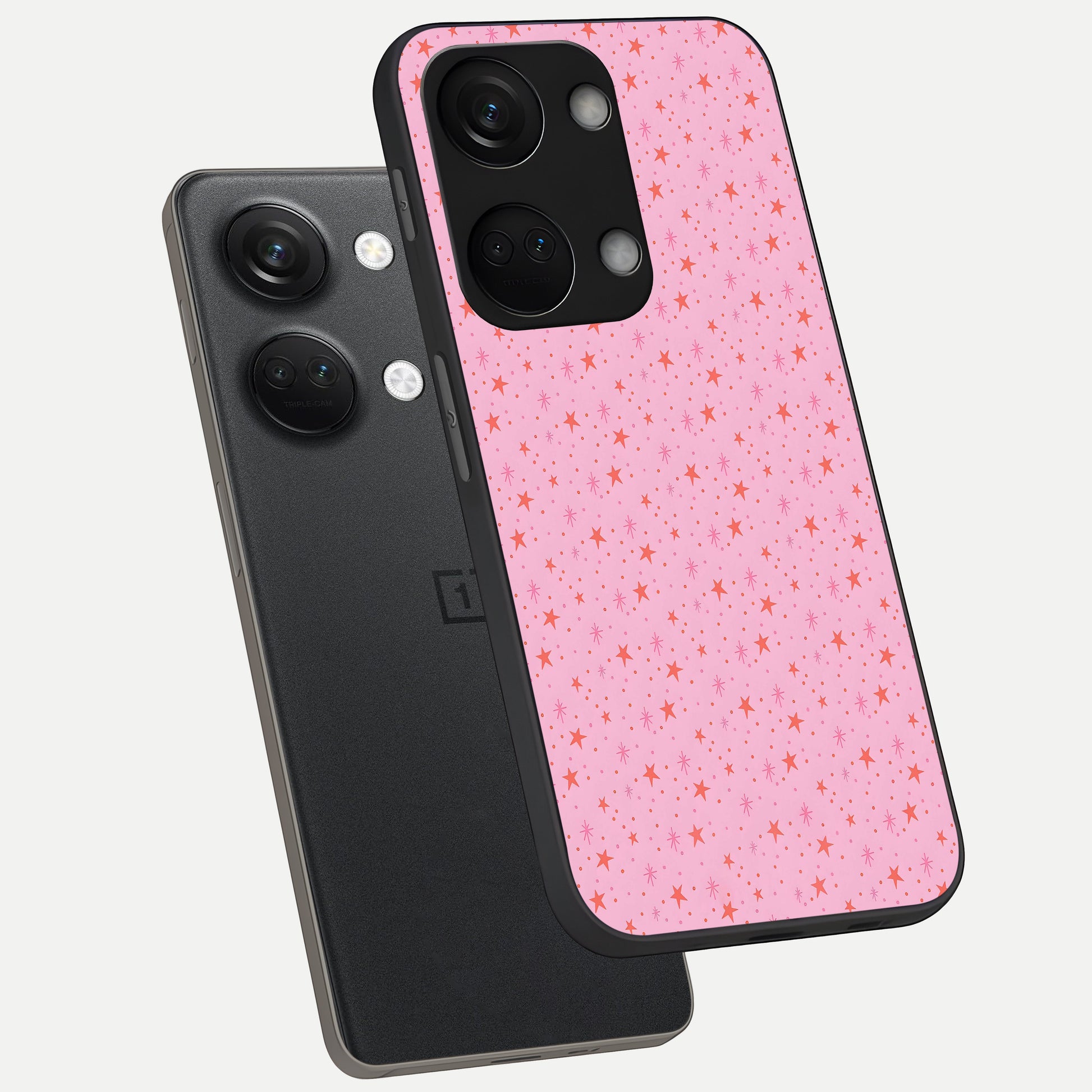  Cosmic Pink Sparkle phone case For Oneplus Nord 3 showing premium glass back cover with detailed artwork