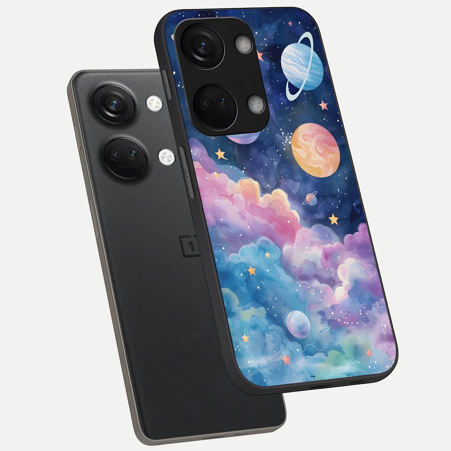  Cosmic Planet Dreams phone case For Oneplus Nord 3 showing premium glass back cover with detailed artwork