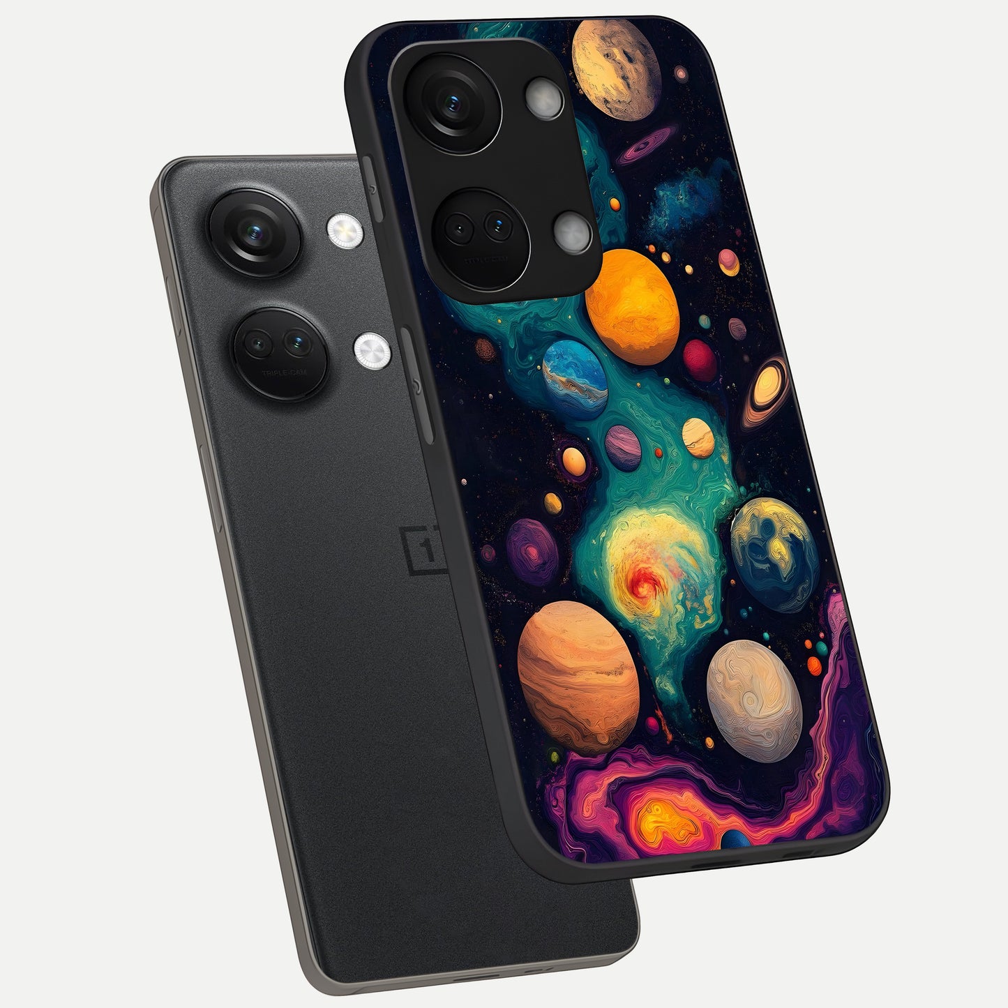  Cosmic Planet Journey phone case For Oneplus Nord 3 showing premium glass back cover with detailed artwork