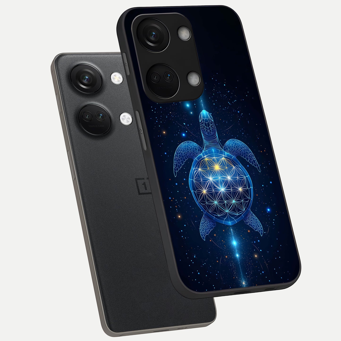  Crimson Blue Turtle phone case For Oneplus Nord 3 showing premium glass back cover with detailed artwork