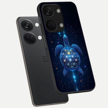  Crimson Blue Turtle phone case For Oneplus Nord 3 showing premium glass back cover with detailed artwork