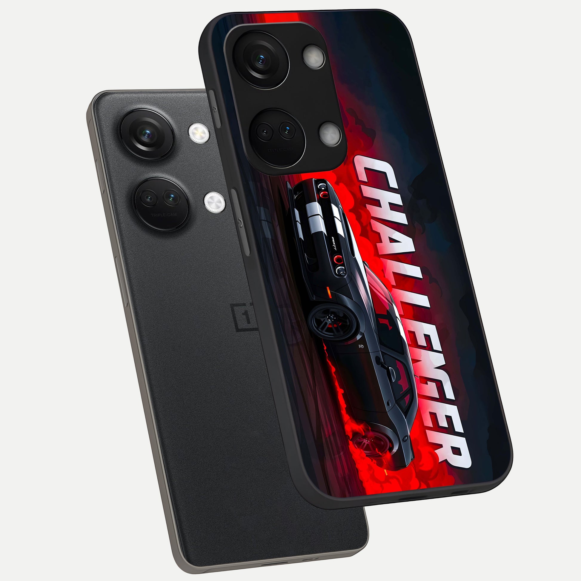  Crimson Challenger Fury phone case For Oneplus Nord 3 showing premium glass back cover with detailed artwork