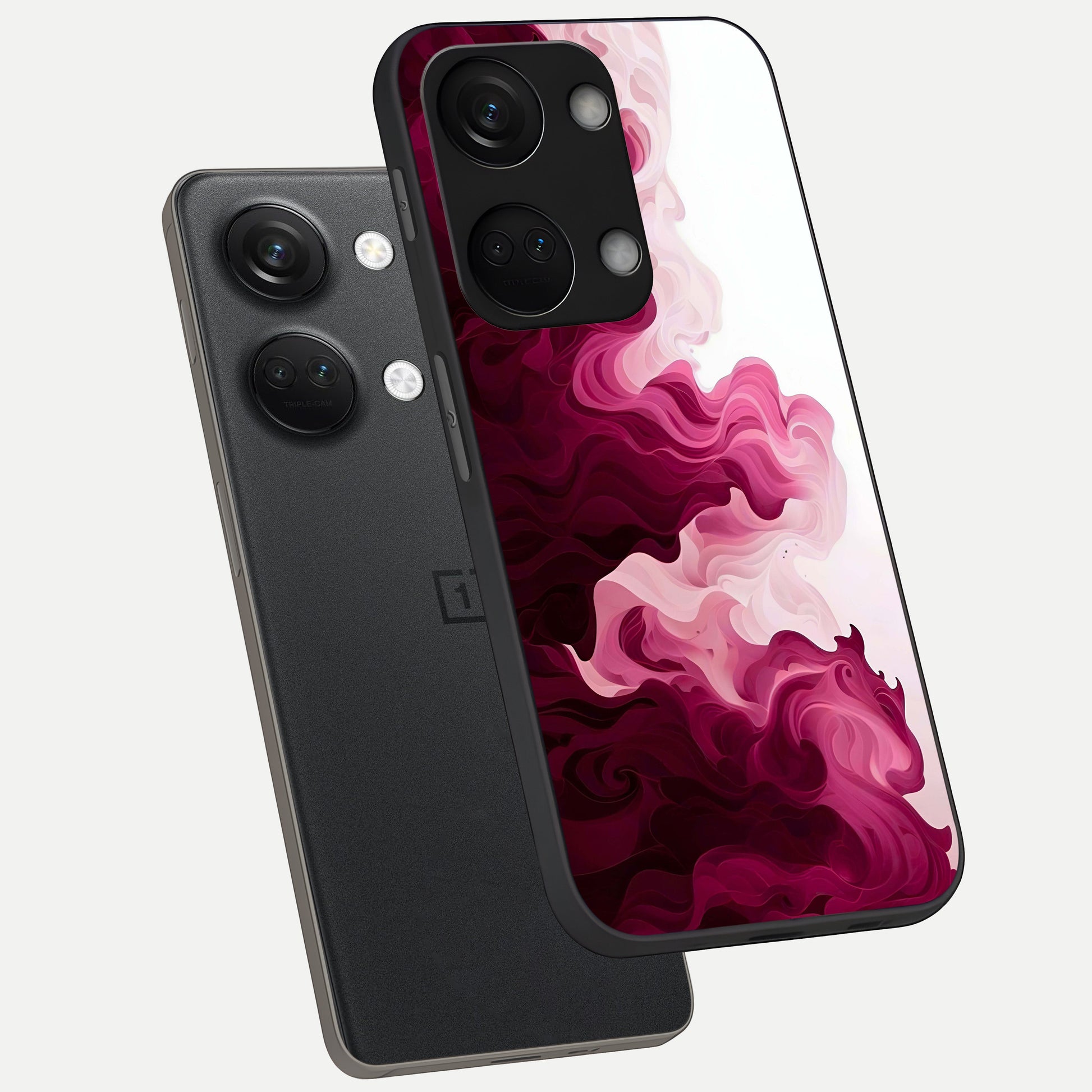  Crimson Wave Flow phone case For Oneplus Nord 3 showing premium glass back cover with detailed artwork