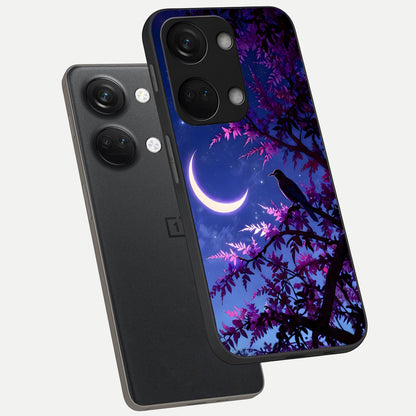  Crow And Moon Scenery phone case For Oneplus Nord 3 showing premium glass back cover with detailed artwork