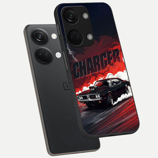  Dark Charger Fury phone case For Oneplus Nord 3 showing premium glass back cover with detailed artwork