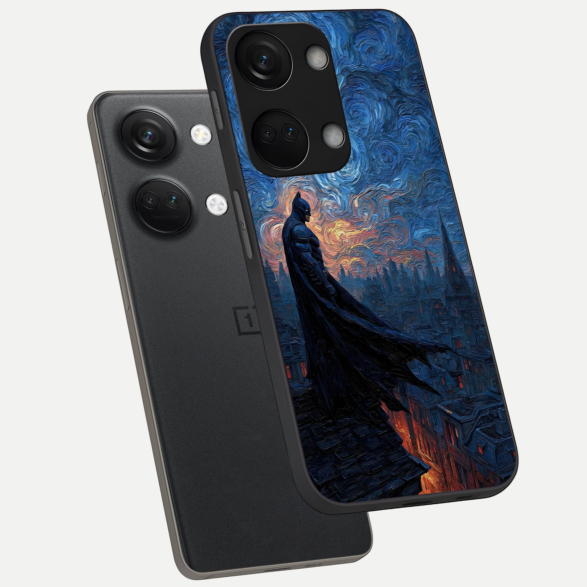  Dark Knight Dusk phone case For Oneplus Nord 3 showing premium glass back cover with detailed artwork