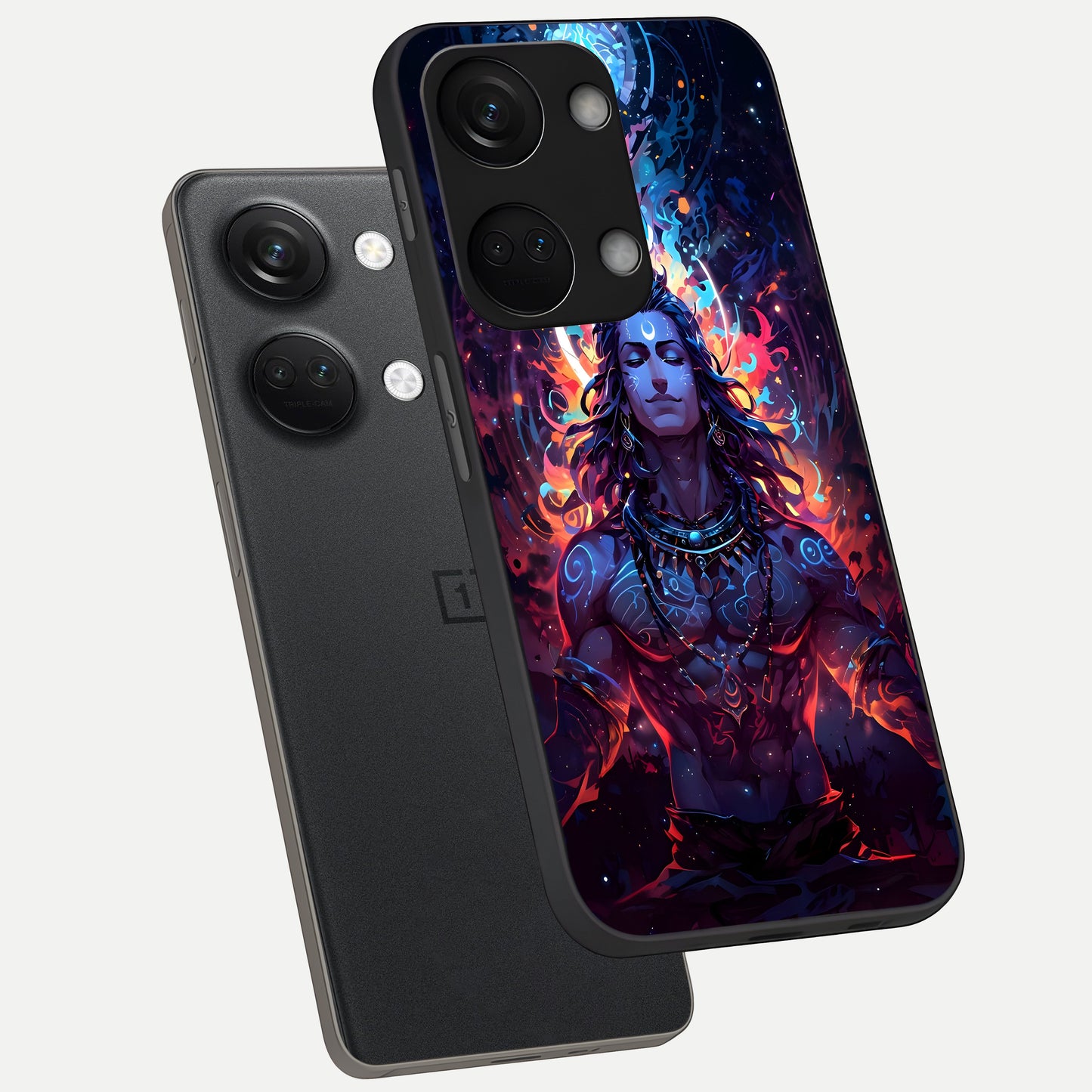  Divine Fire Shiv phone case For Oneplus Nord 3 showing premium glass back cover with detailed artwork