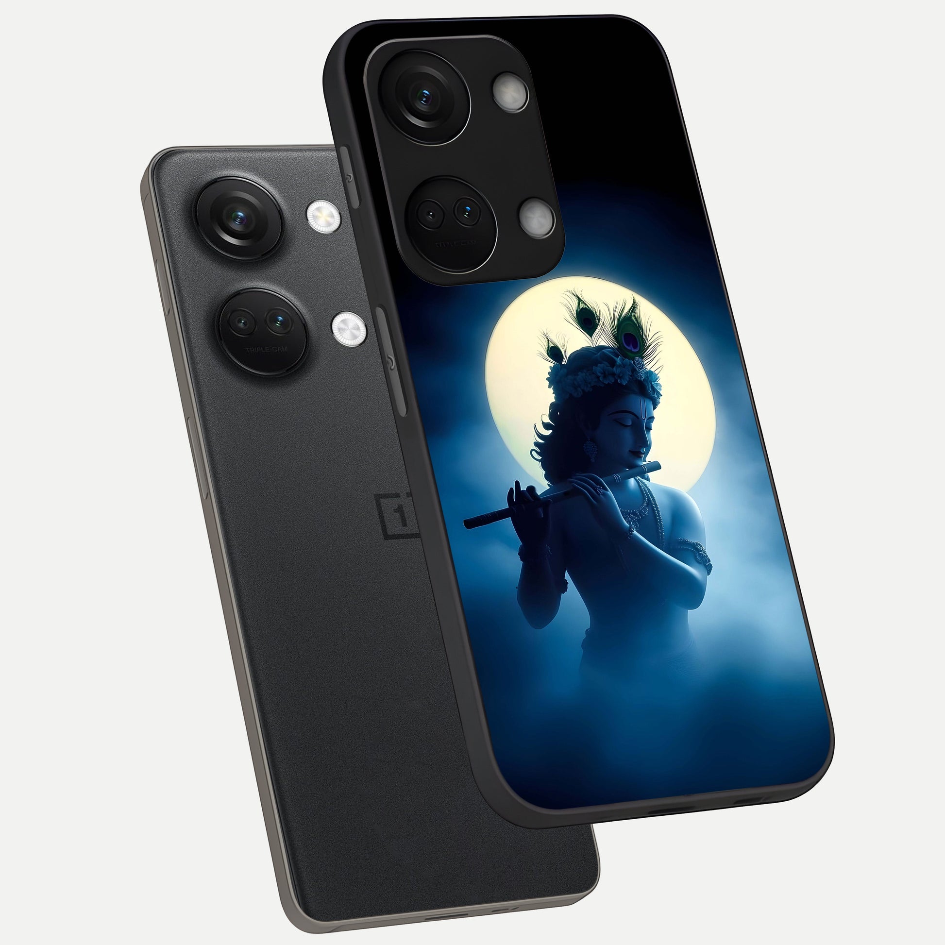  Divine Moon Flute phone case For Oneplus Nord 3 showing premium glass back cover with detailed artwork