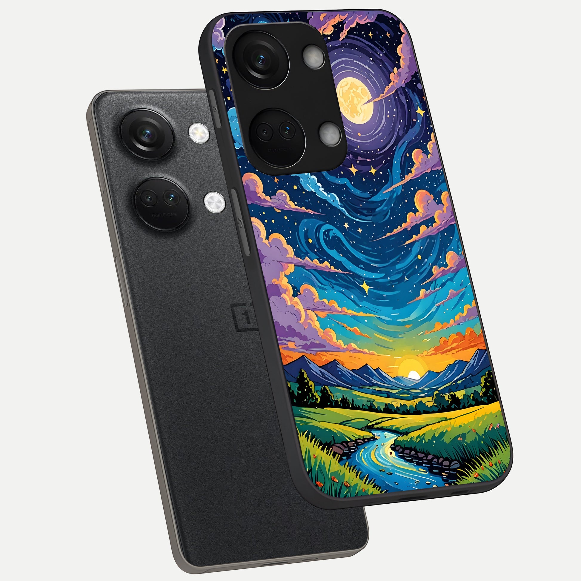  Dreamy Night Landscape phone case For Oneplus Nord 3 showing premium glass back cover with detailed artwork