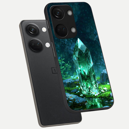  Emerald Light Crystal phone case For Oneplus Nord 3 showing premium glass back cover with detailed artwork