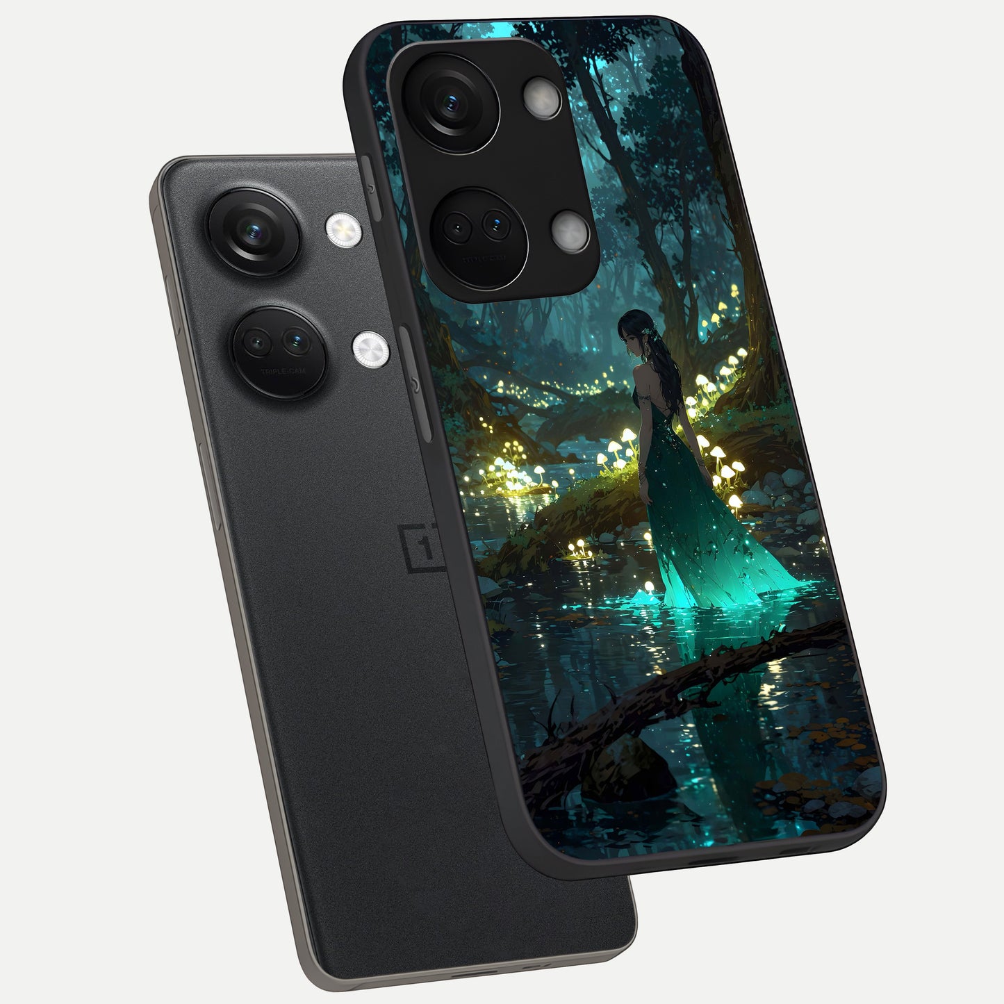  Enchanted Forest Glow phone case For Oneplus Nord 3 showing premium glass back cover with detailed artwork