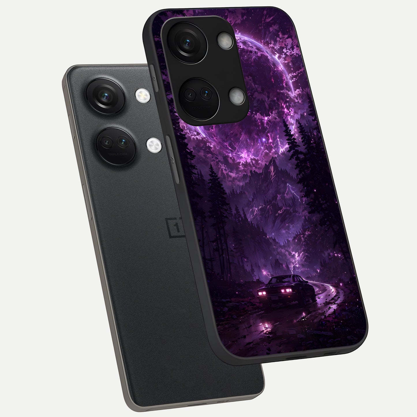  Eternal Cosmic Drive phone case For Oneplus Nord 3 showing premium glass back cover with detailed artwork