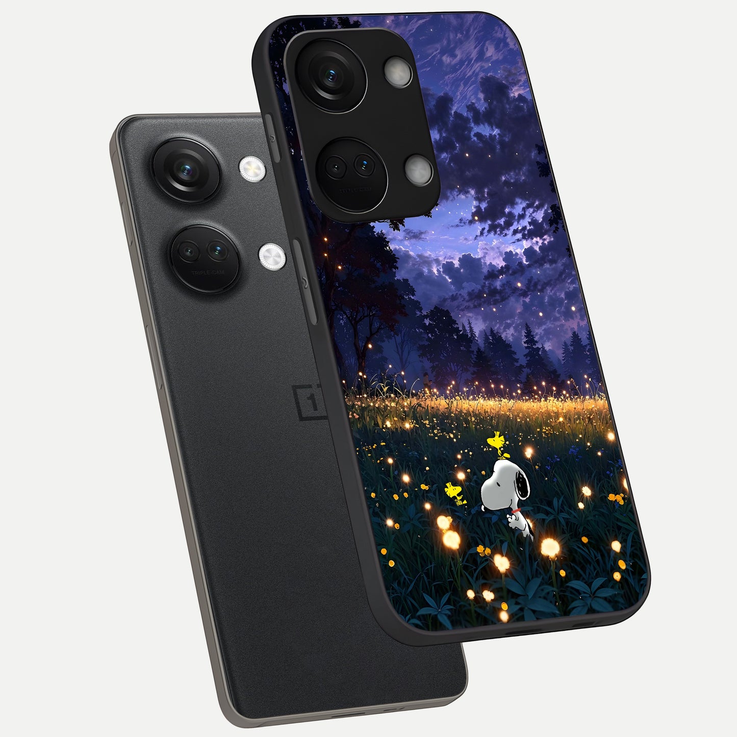  Firefly Meadow Magic phone case For Oneplus Nord 3 showing premium glass back cover with detailed artwork