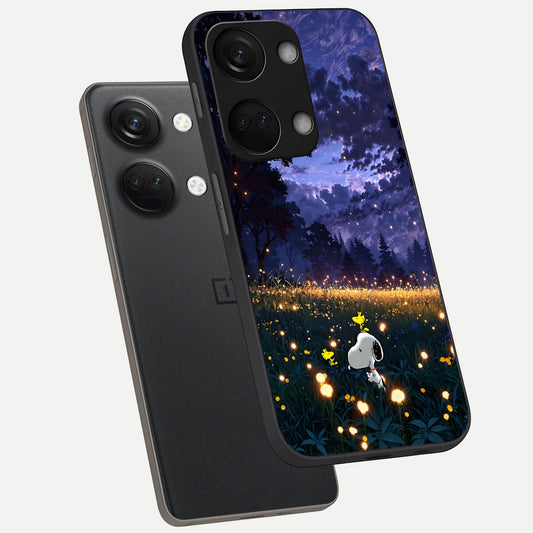  Firefly Meadow Magic phone case For Oneplus Nord 3 showing premium glass back cover with detailed artwork