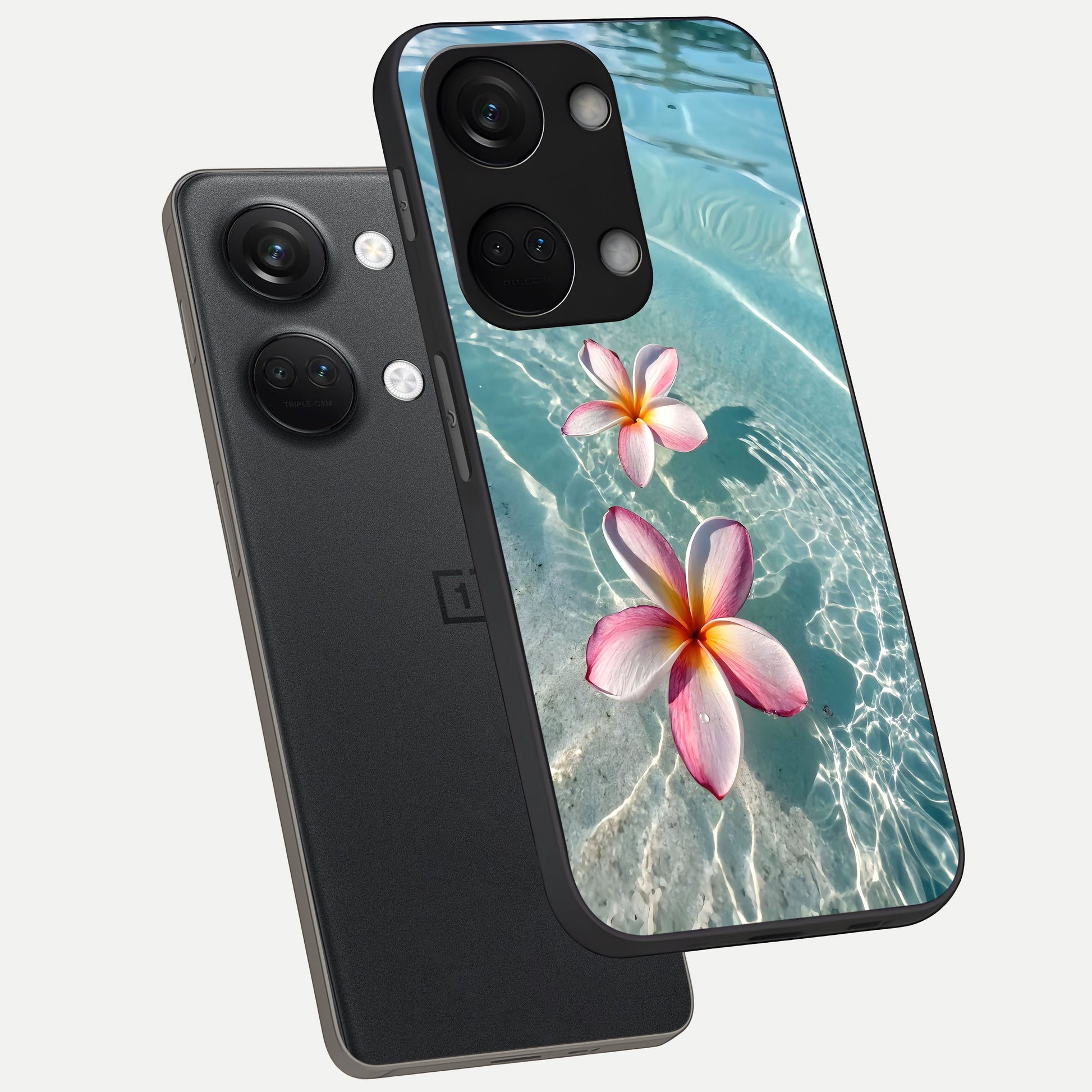  Floating Bloom Bliss phone case For Oneplus Nord 3 showing premium glass back cover with detailed artwork
