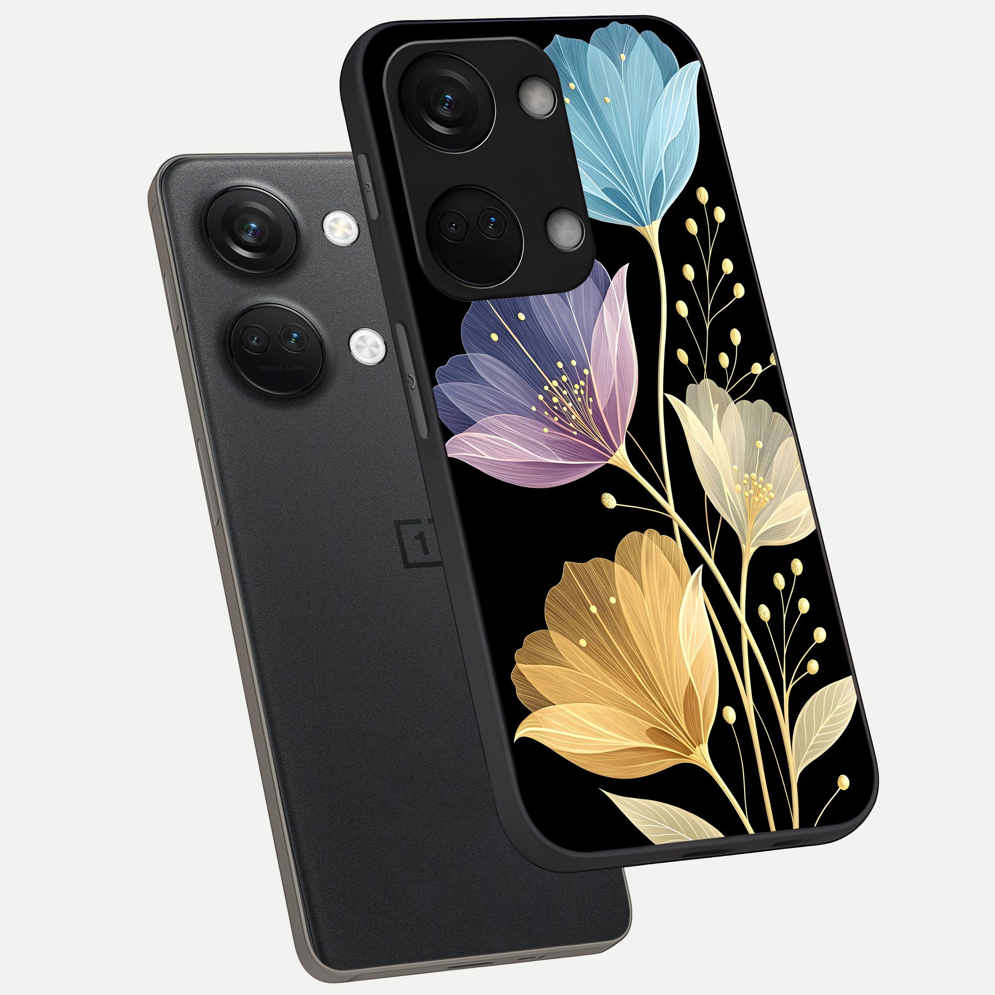  Flower Bloom Glow phone case For Oneplus Nord 3 showing premium glass back cover with detailed artwork