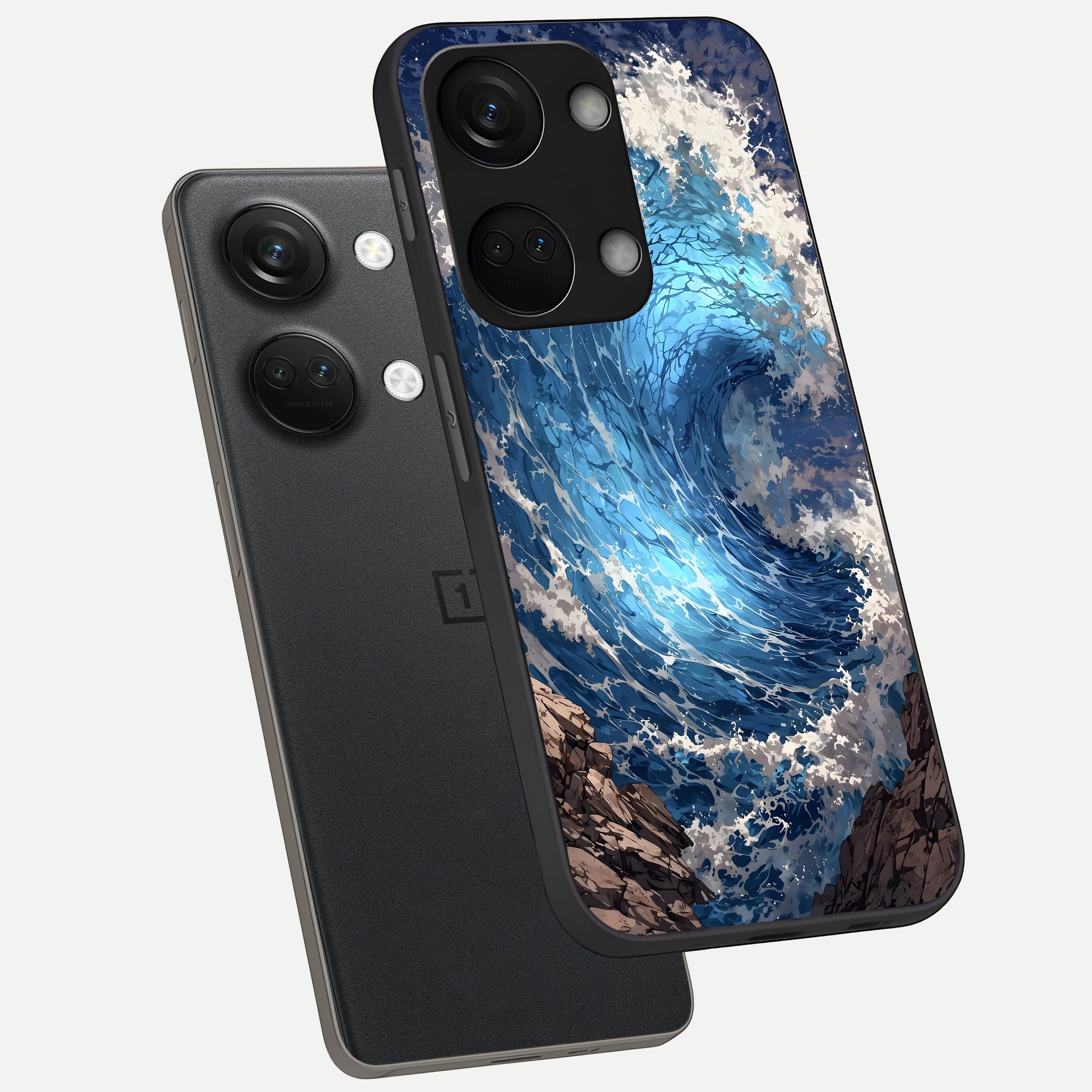 Giant Ocean Wave phone case For Oneplus Nord 3 showing premium glass back cover with detailed artwork
