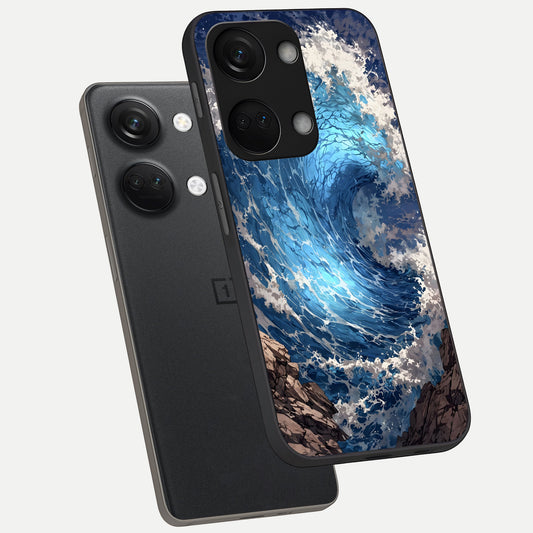  Giant Ocean Wave phone case For Oneplus Nord 3 showing premium glass back cover with detailed artwork