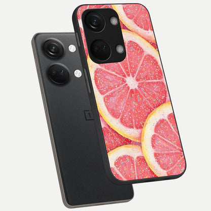  Glitter Grapefruit phone case For Oneplus Nord 3 showing premium glass back cover with detailed artwork