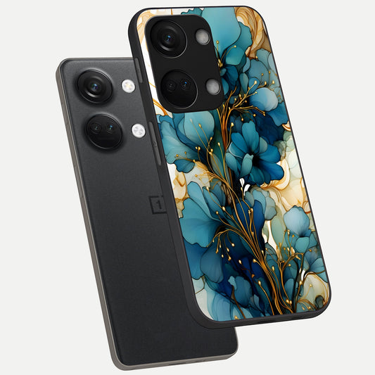  Golden Bloom Symphony phone case For Oneplus Nord 3 showing premium glass back cover with detailed artwork