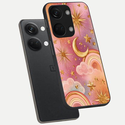  Golden Celestial Dreams phone case For Oneplus Nord 3 showing premium glass back cover with detailed artwork