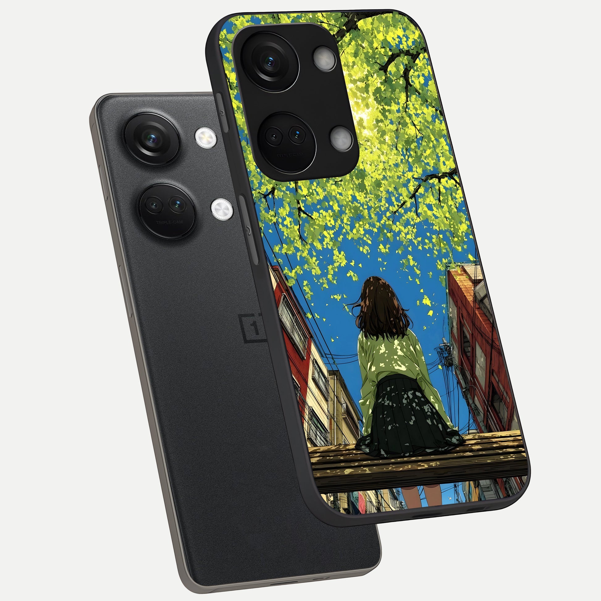  Golden Leaves Glow phone case For Oneplus Nord 3 showing premium glass back cover with detailed artwork
