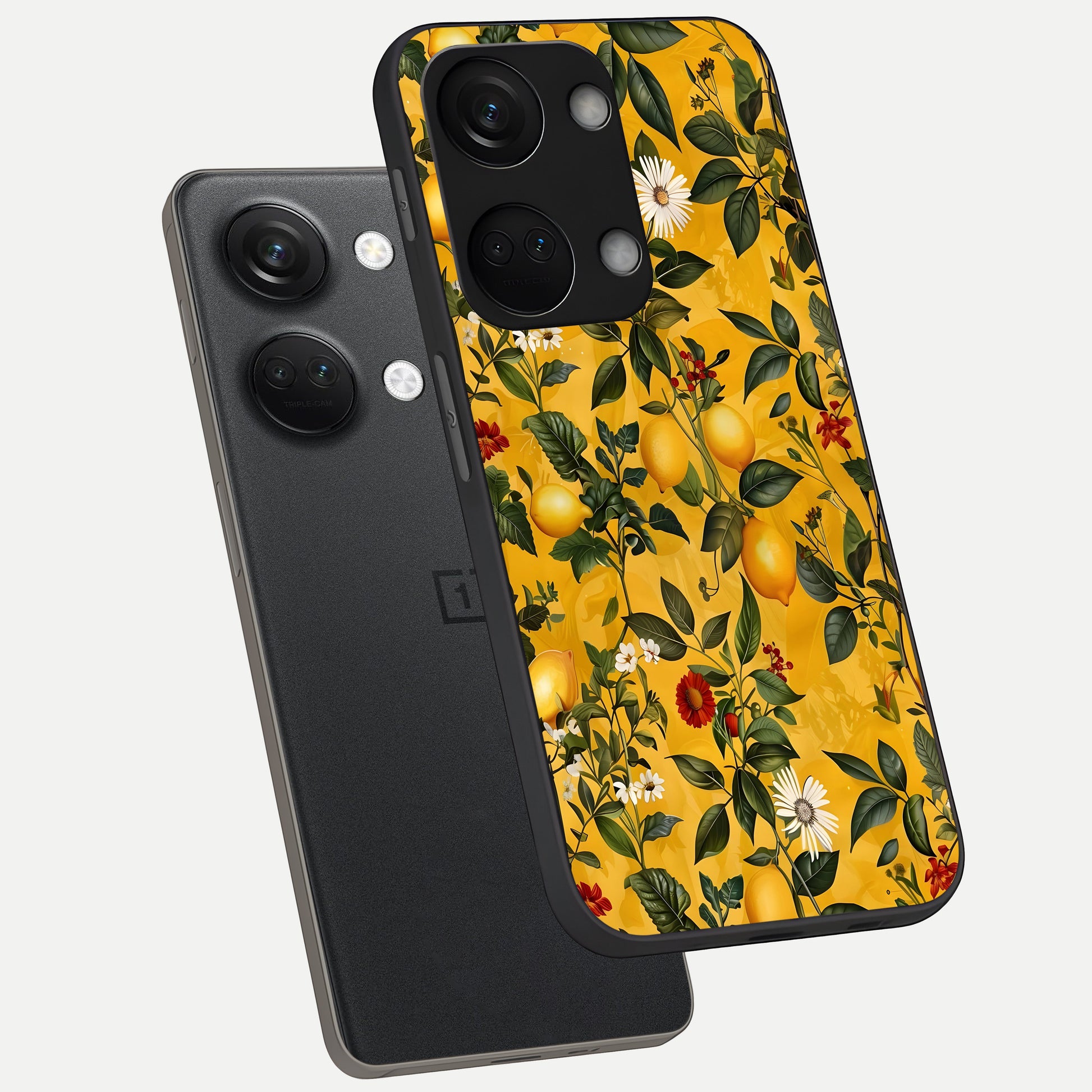  Golden Lemon Field phone case For Oneplus Nord 3 showing premium glass back cover with detailed artwork