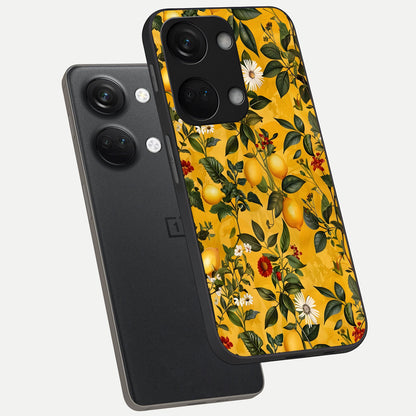  Golden Lemon Field phone case For Oneplus Nord 3 showing premium glass back cover with detailed artwork