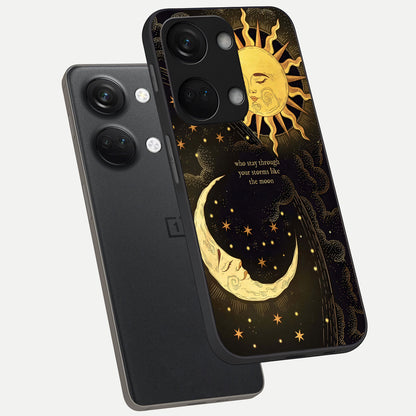  Golden Lunar Love phone case For Oneplus Nord 3 showing premium glass back cover with detailed artwork