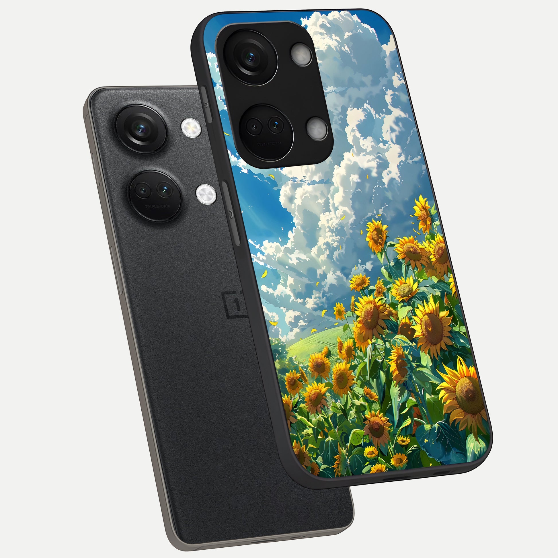  Golden Sun Glory phone case For Oneplus Nord 3 showing premium glass back cover with detailed artwork