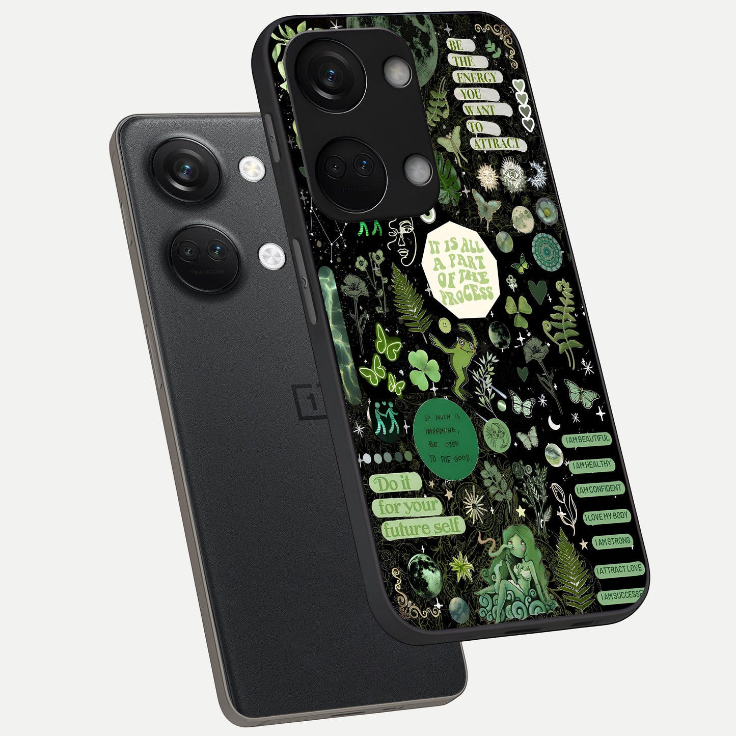  Green Mandala Pattern phone case For Oneplus Nord 3 showing premium glass back cover with detailed artwork