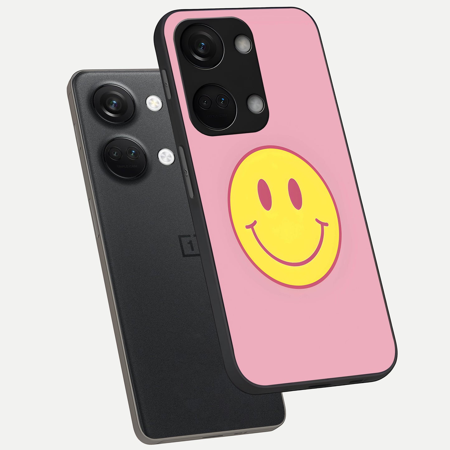  Happy Pink Mood phone case For Oneplus Nord 3 showing premium glass back cover with detailed artwork
