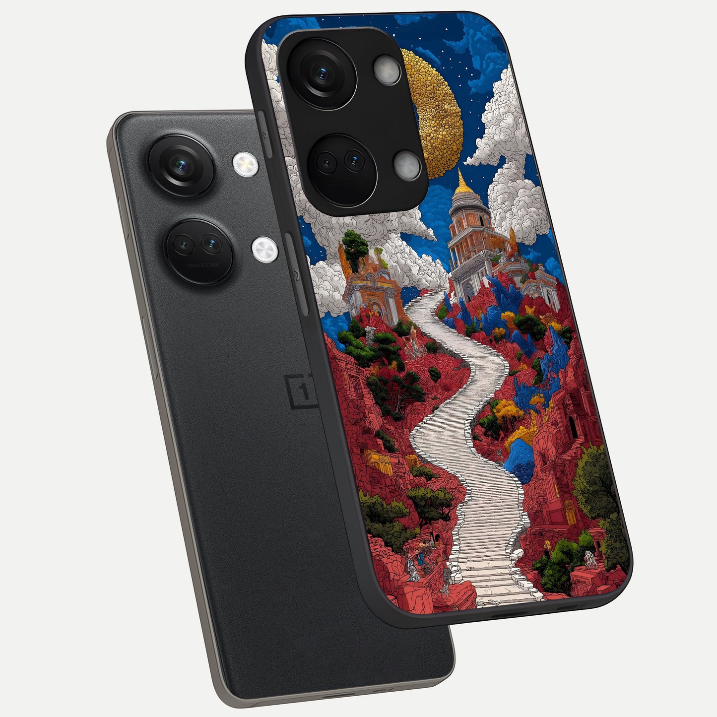  Heavenly Moon Path phone case For Oneplus Nord 3 showing premium glass back cover with detailed artwork