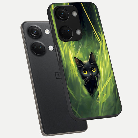  Hidden Cat Whisper phone case For Oneplus Nord 3 showing premium glass back cover with detailed artwork